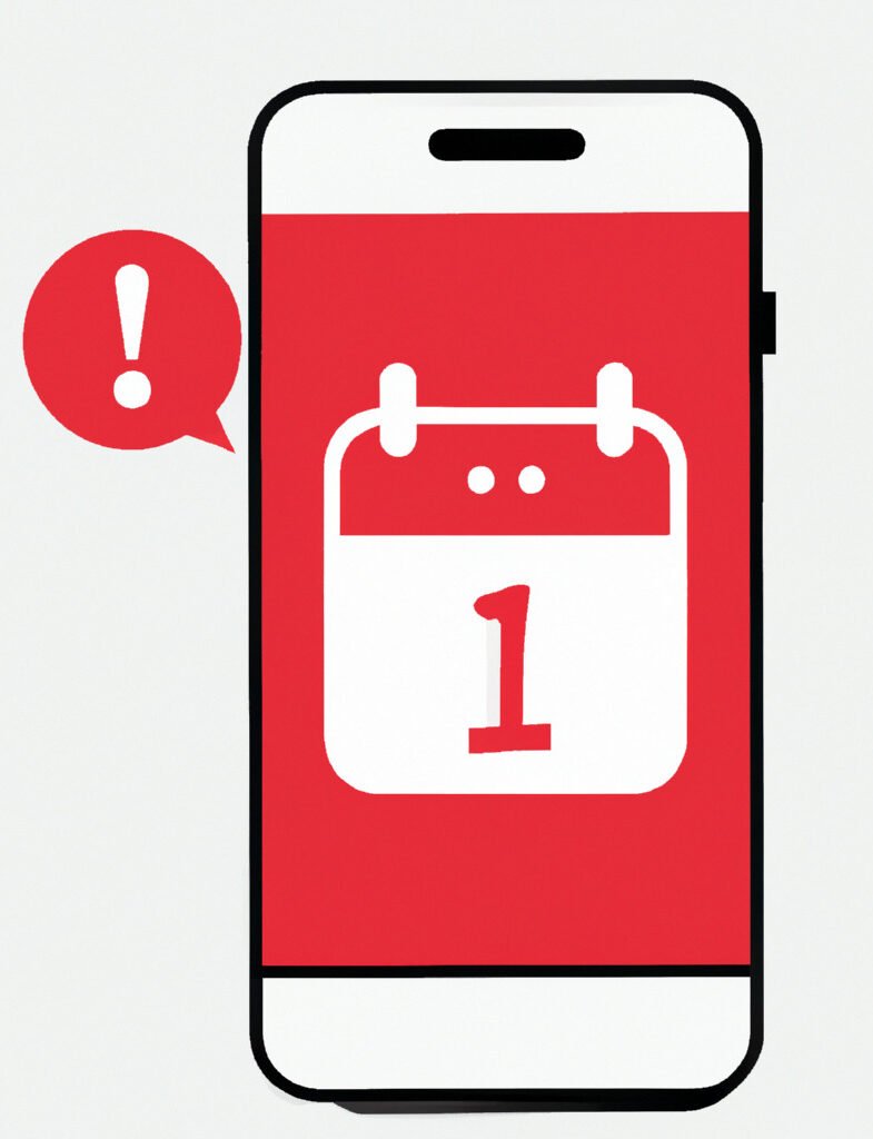 iPhone displaying calendar with a red exclamation mark, representing the ticket expiration feature in Attendlr